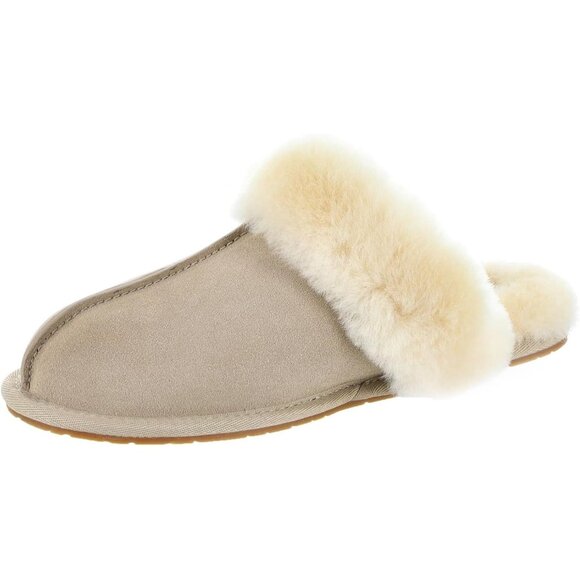 ⚡Women's Sand Imported Sheepskin Dyed Sheep Fur Suede upper Slipper - Picture 5 of 7